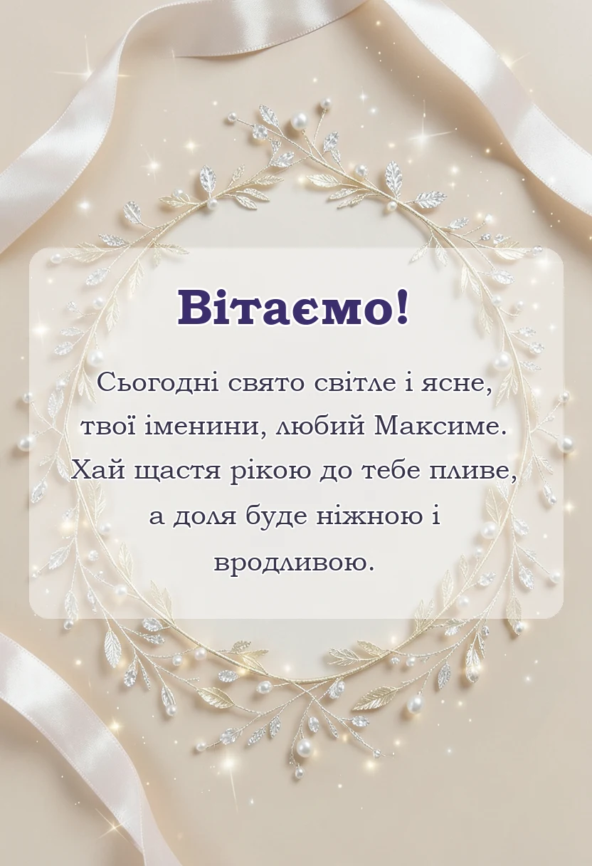 вітальна листівка - привітання з днем ангела максима