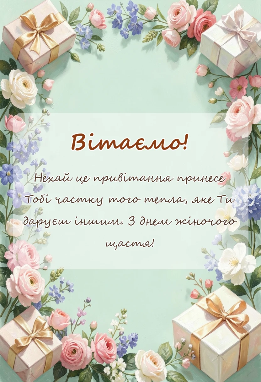 листівка з побажанням - привітання з днем жіночого щастя в картинках і листівках