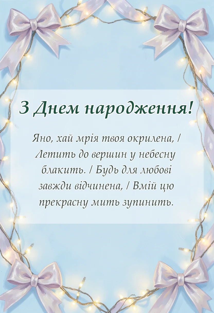 унікальна листівка - привітання з днем народження яна