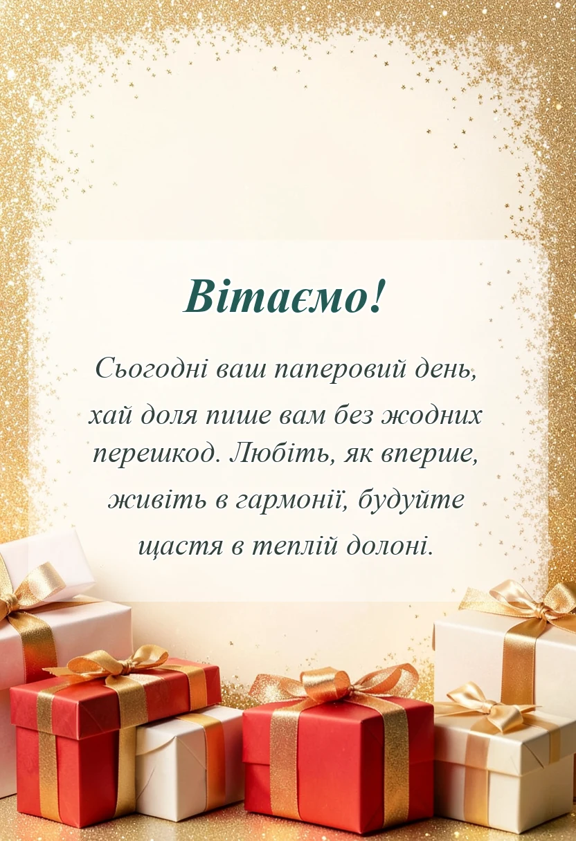святкова картинка: привітання з паперовим весіллям