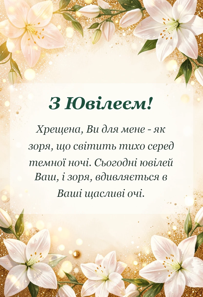 красива листівка: привітання з ювілеєм хрещеній