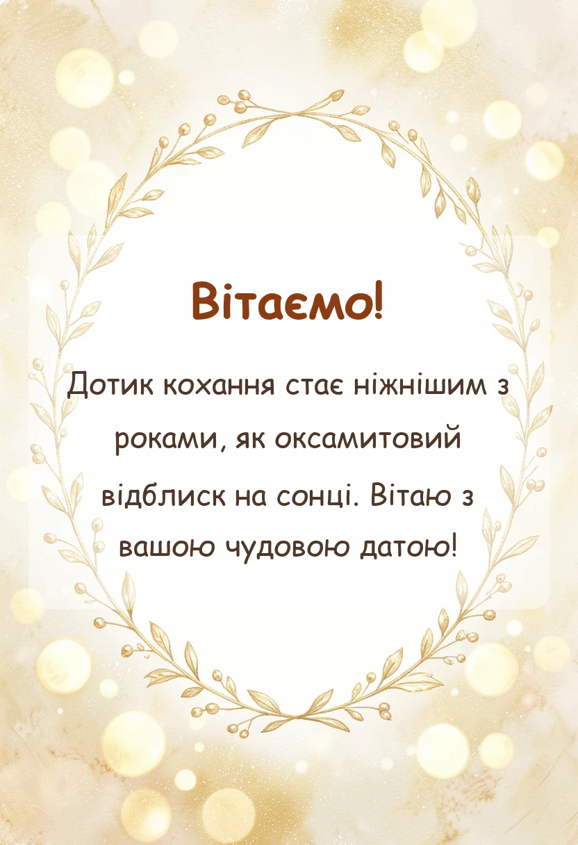 святкова картинка: привітання на оксамитове весілля
