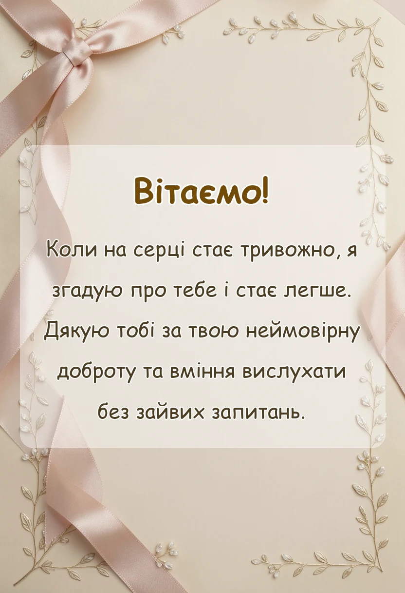 вітальна листівка - слова подяки кумі