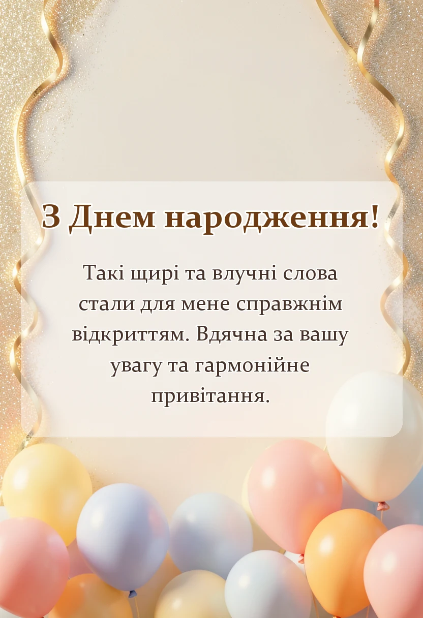 святкова картинка: відповідь на привітання з днем народження