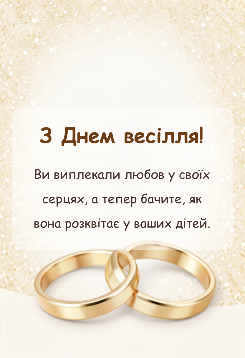 унікальна листівка - вітання батькам з одруженням дітей