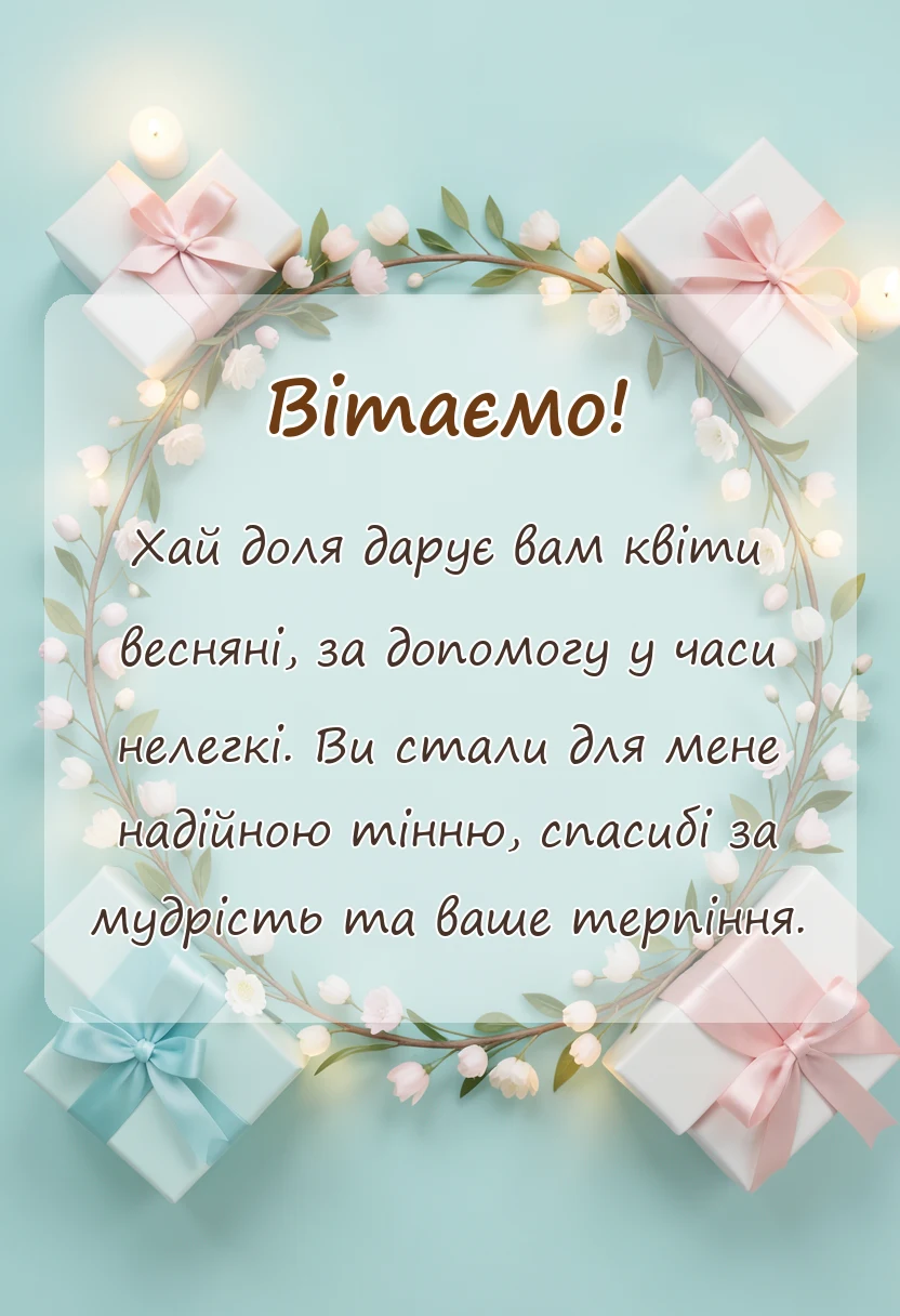 вітальна листівка - короткі слова подяки