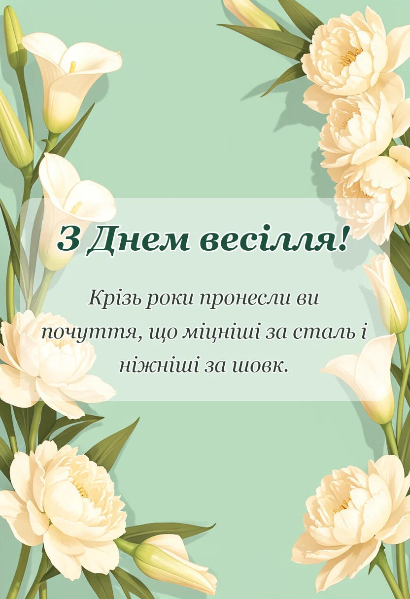 листівка з побажанням - привітання з весіллям батькам