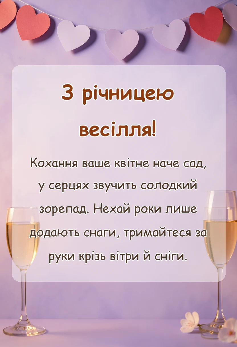 листівка з побажанням - привітання з річницею весілля в прозі