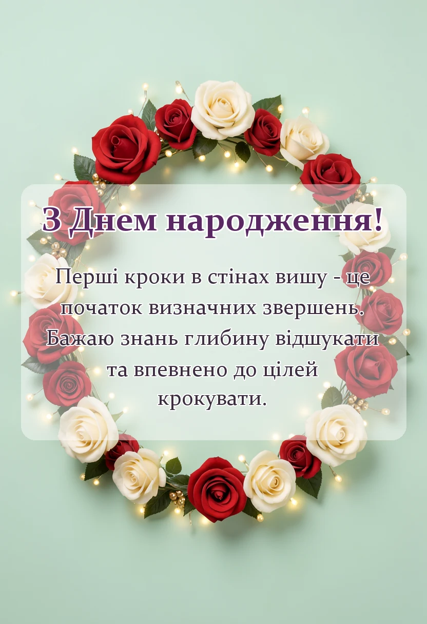 унікальна листівка - побажання студенту першокурснику