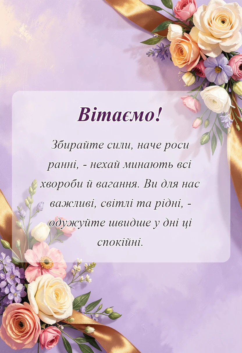 унікальна листівка - побажання швидкого одужання іншими словами