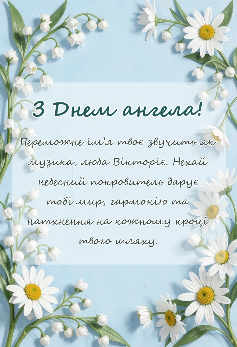 вітальна листівка - день ангела вікторії привітання