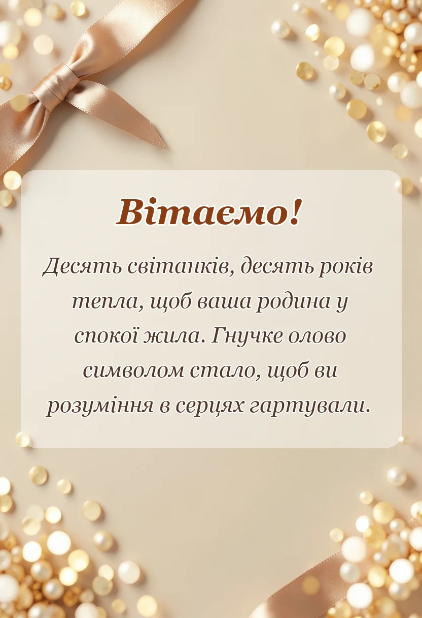 святкова картинка: привітання на десяту річницю весілля