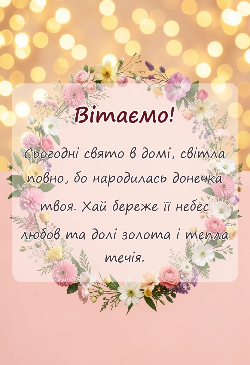вітальна листівка - привітання друга з днем народження доньки