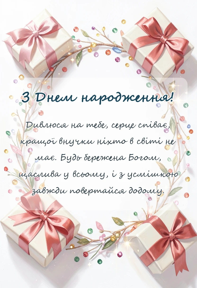 листівка з побажанням - картинки для внучки українською мовою