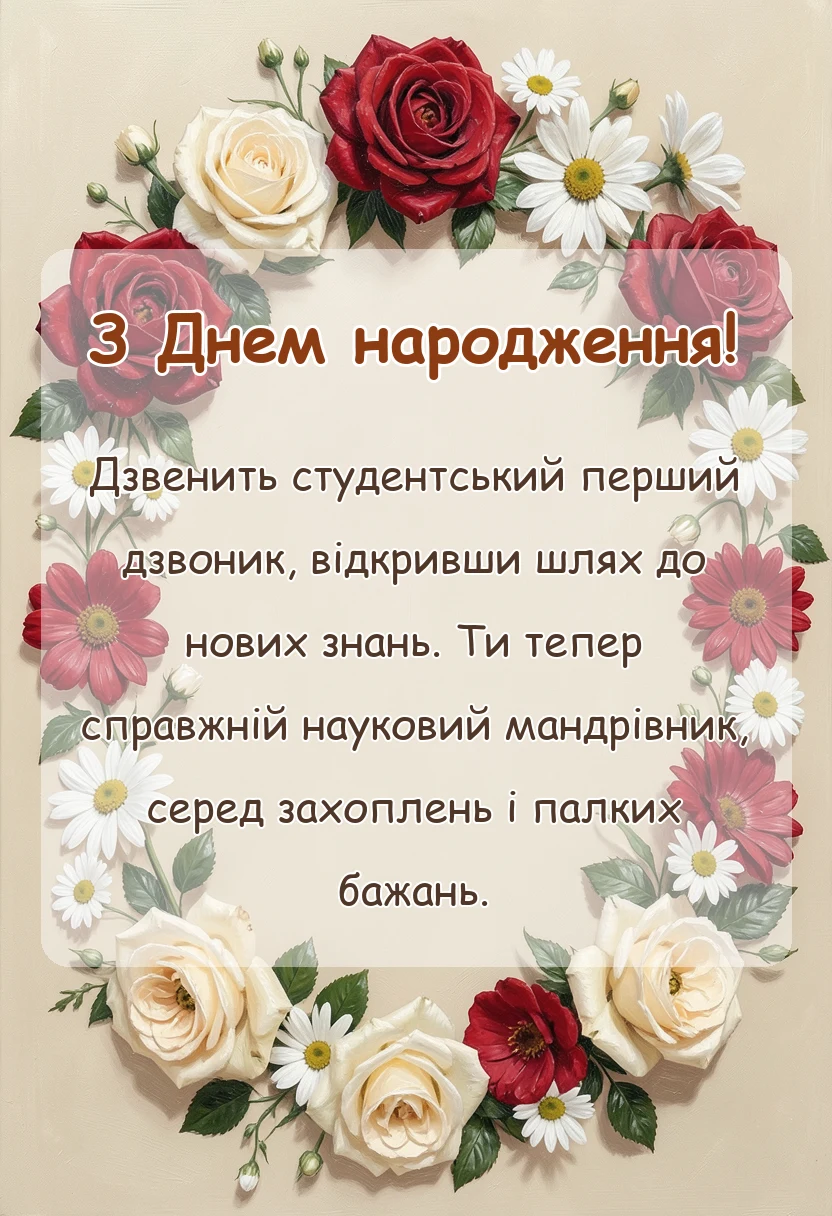 унікальна листівка - побажання студенту першокурснику