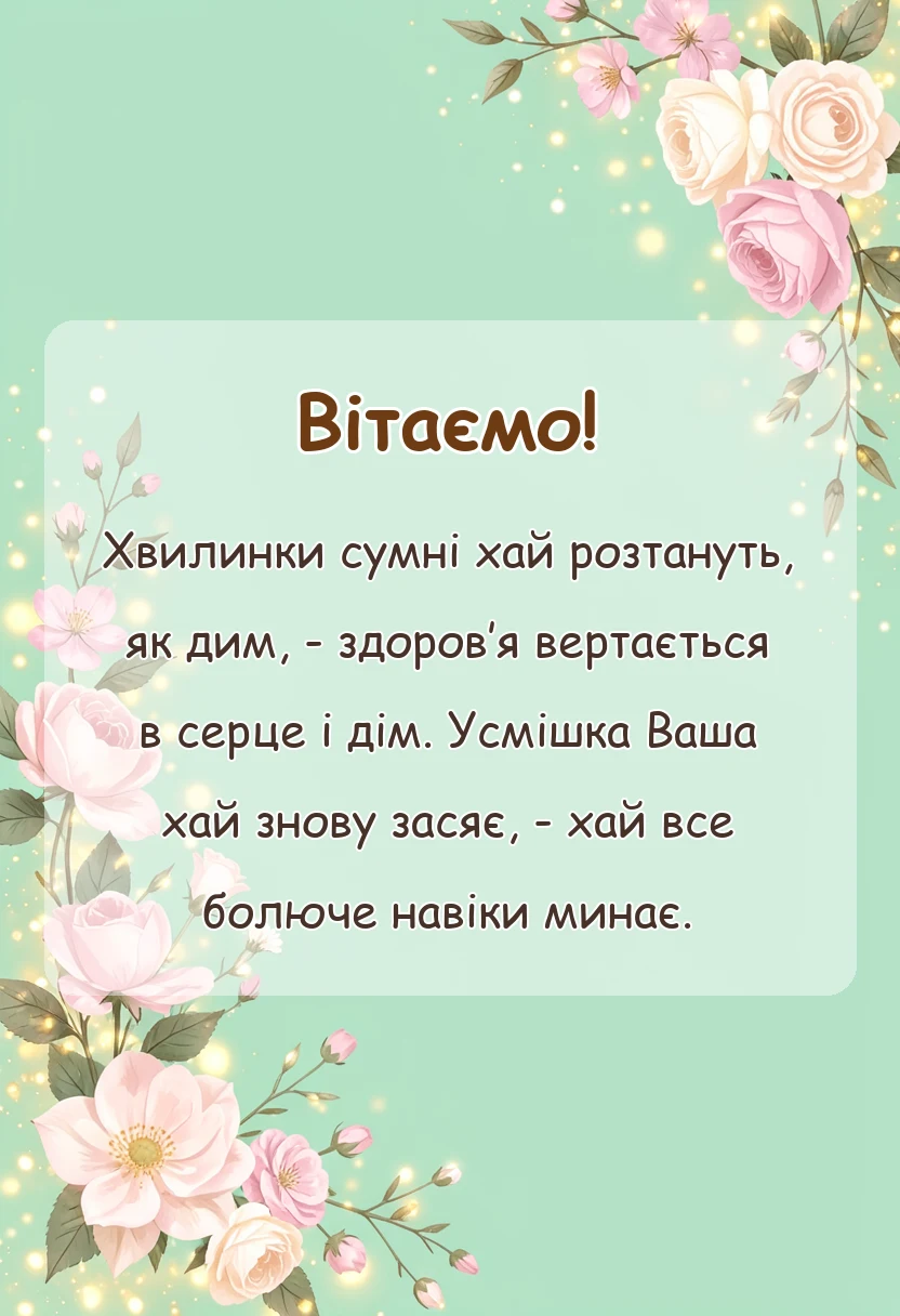 красива листівка: побажання швидкого одужання іншими словами