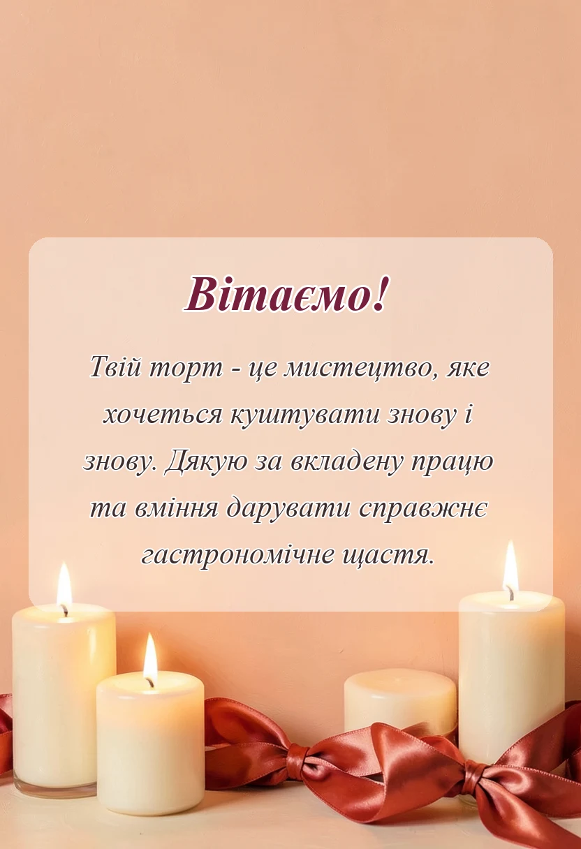 святкова картинка: подяка за торт своїми словами