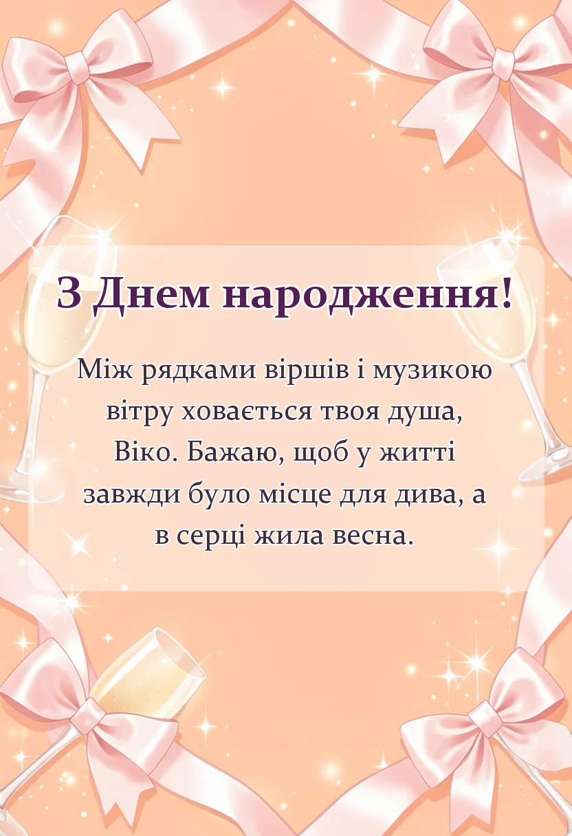 вітальна листівка - привітання з днем народження віка