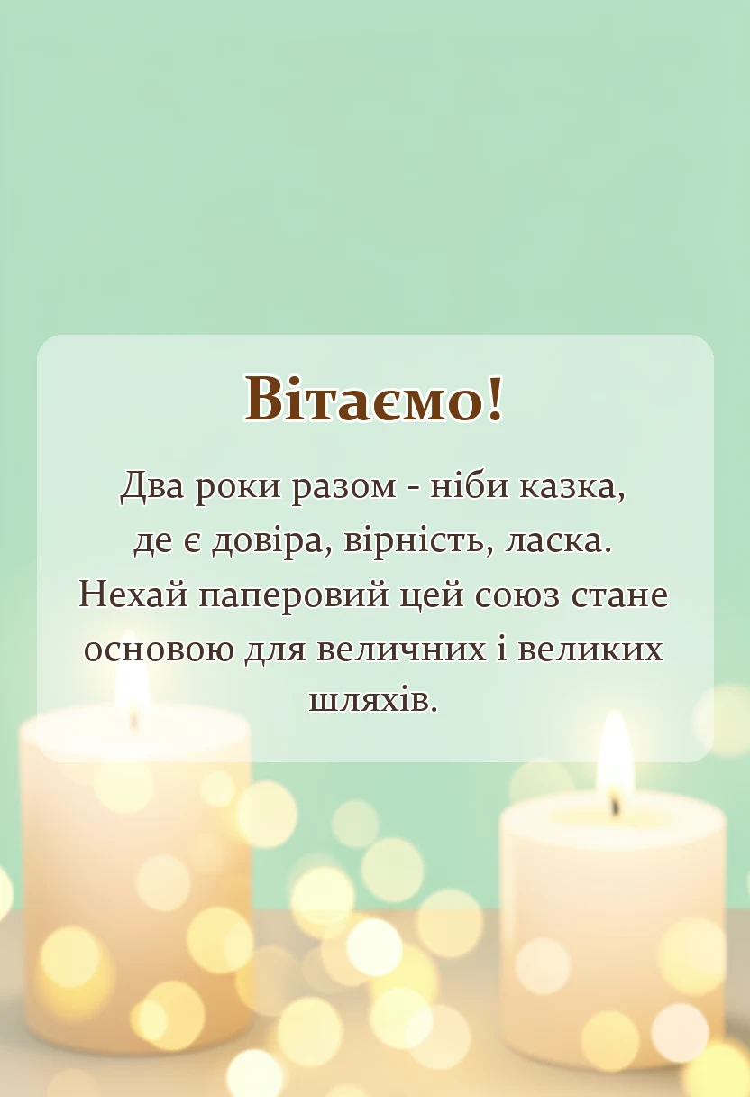 листівка з побажанням - привітання з паперовим весіллям