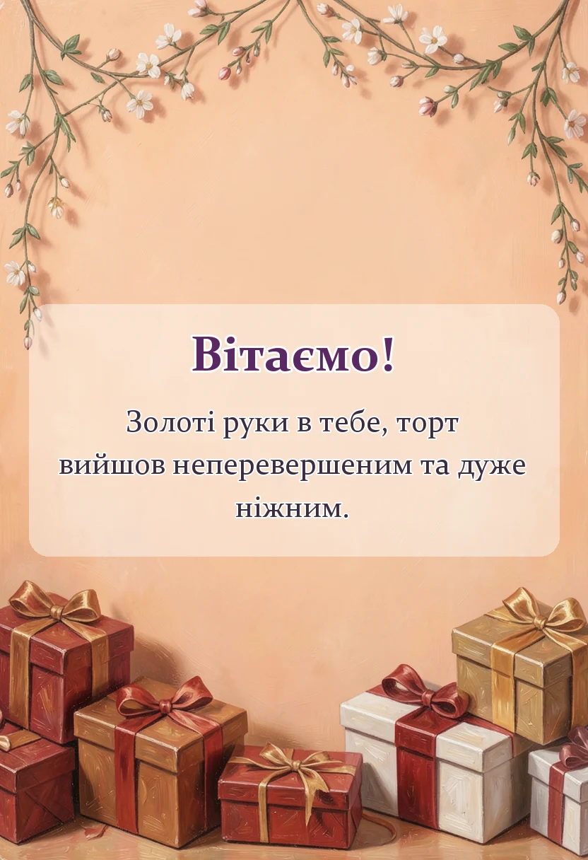 листівка з побажанням - подяка за торт своїми словами