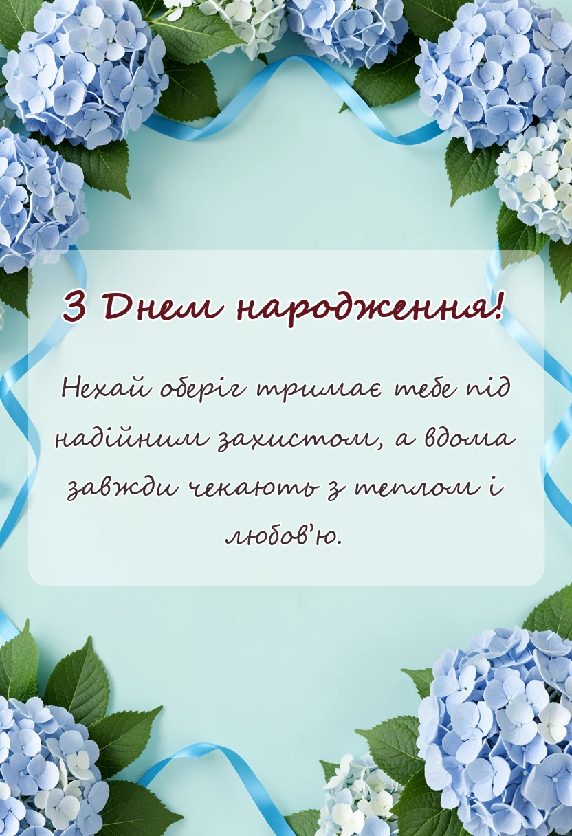 листівка з побажанням - привітання з днем народження воїну