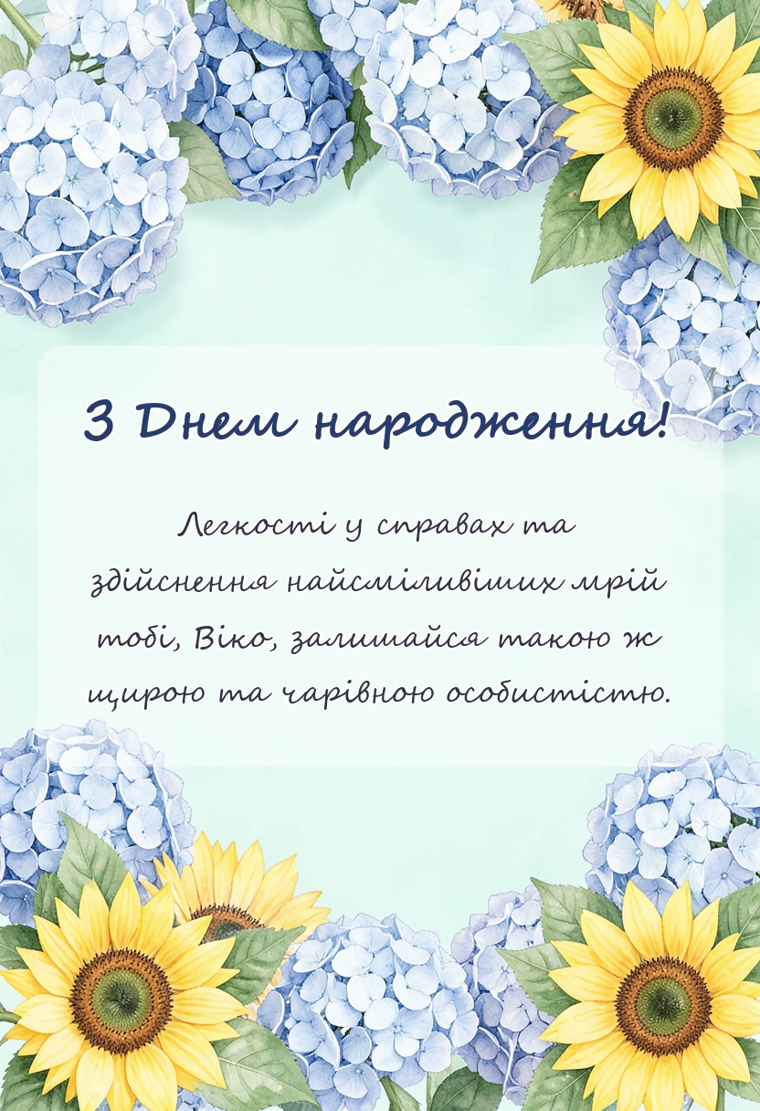 вітальна листівка - привітання з днем народження віка