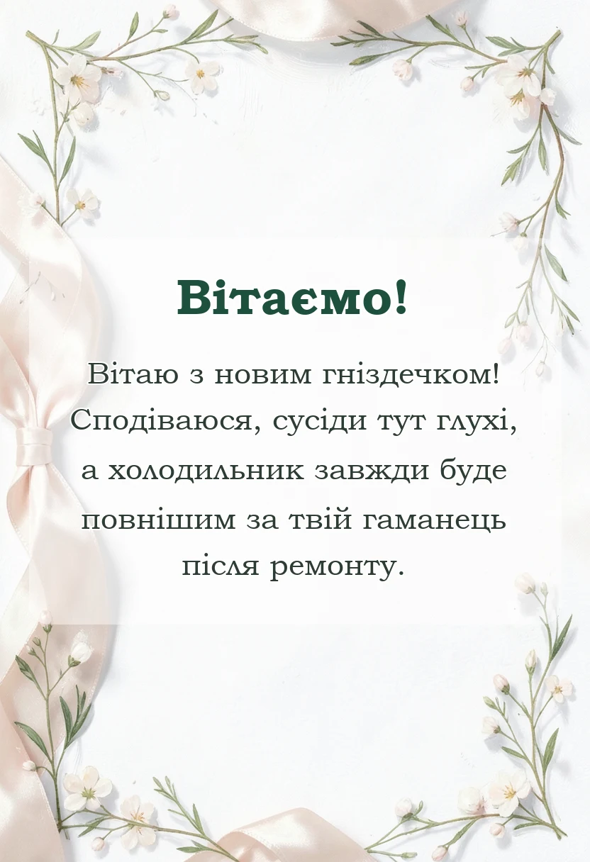 святкова картинка: привітання з новосіллям
