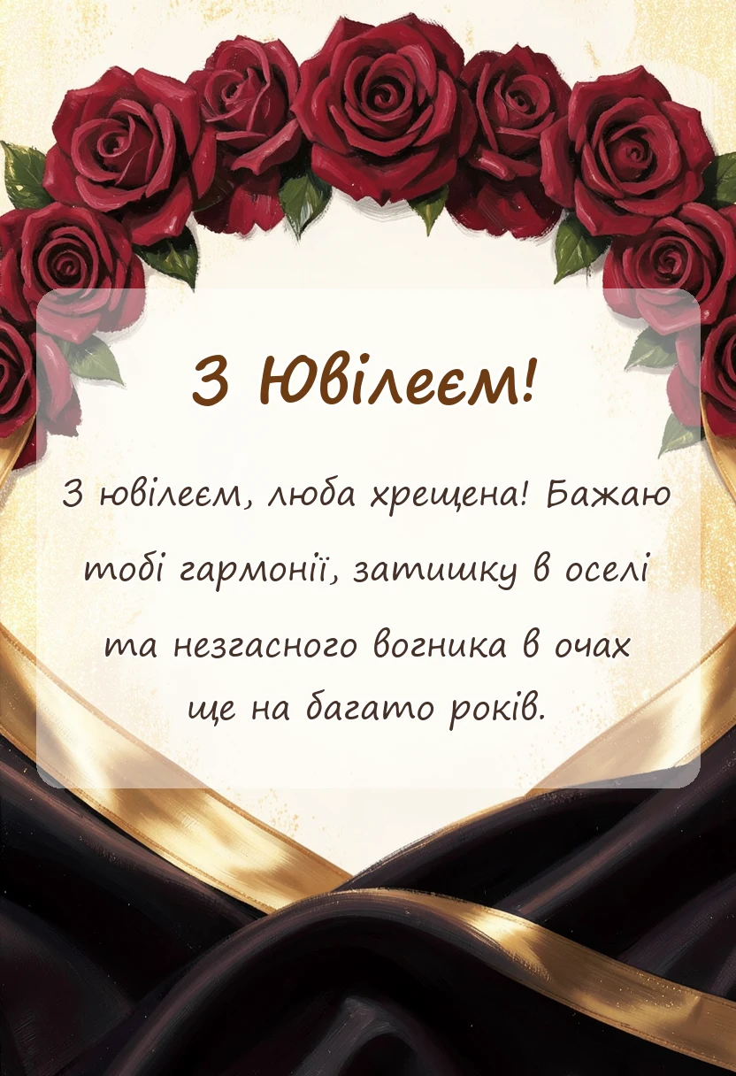 листівка з побажанням - привітання з ювілеєм хрещеній