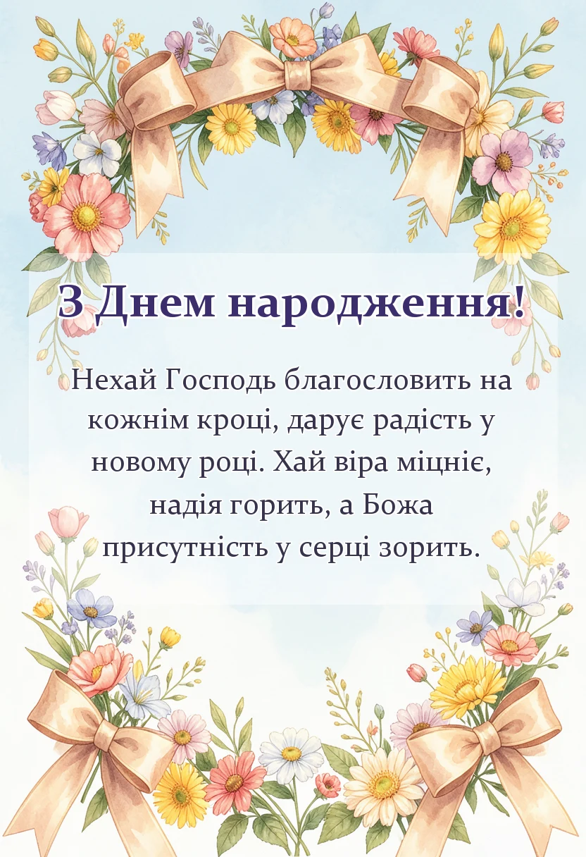 унікальна листівка - віршовані християнські привітання з днем народження