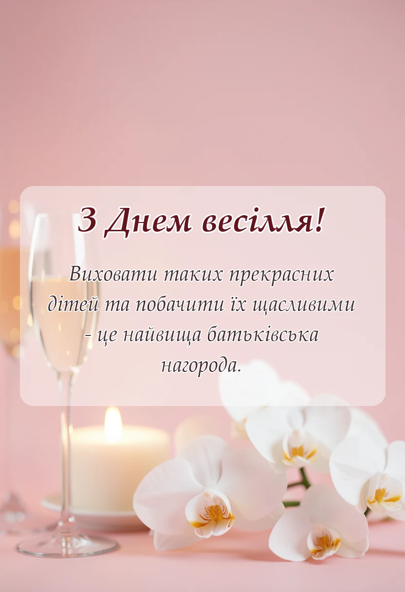 вітальна листівка - вітання батькам з одруженням дітей