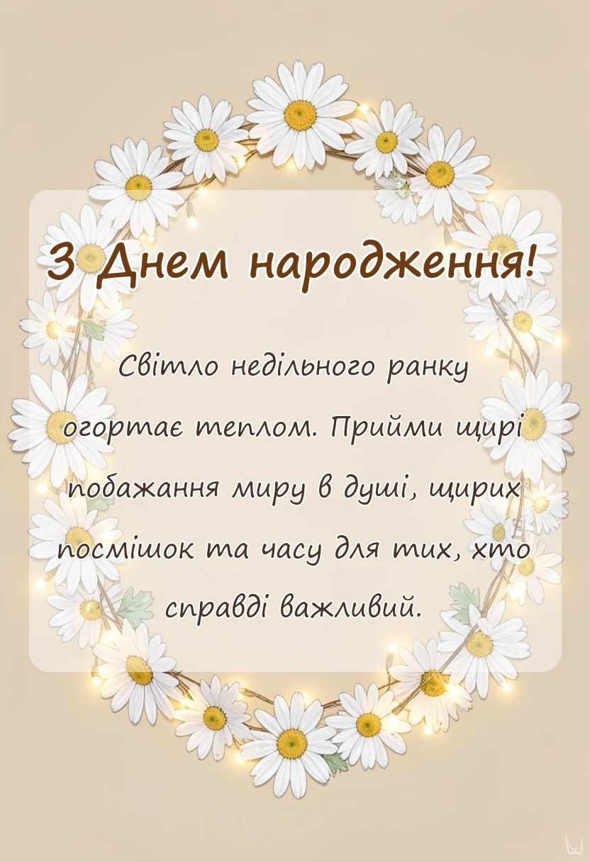 листівка з побажанням - гарне привітання з неділею