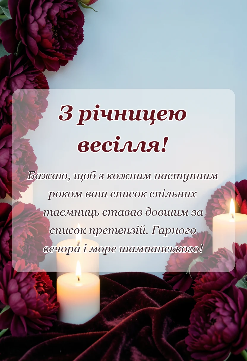 святкова картинка: короткі привітання з річницею весілля