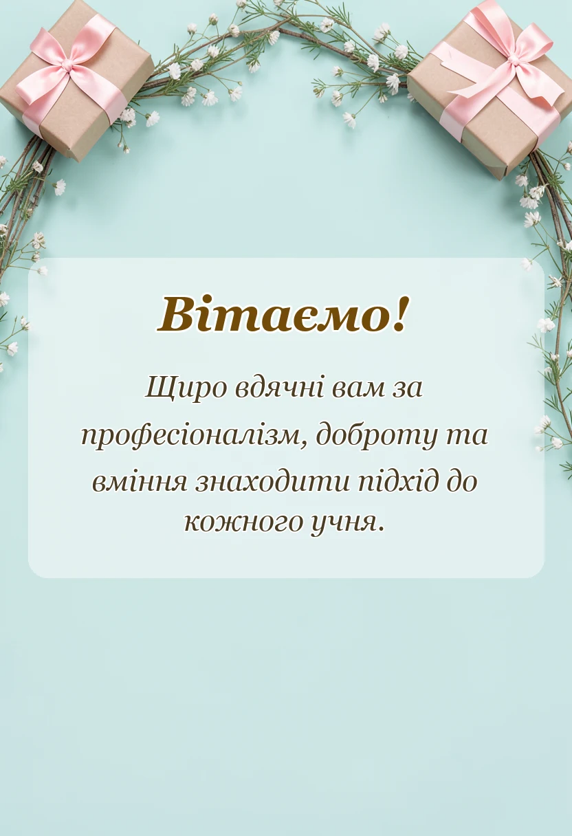 листівка з побажанням - подяка вчителям
