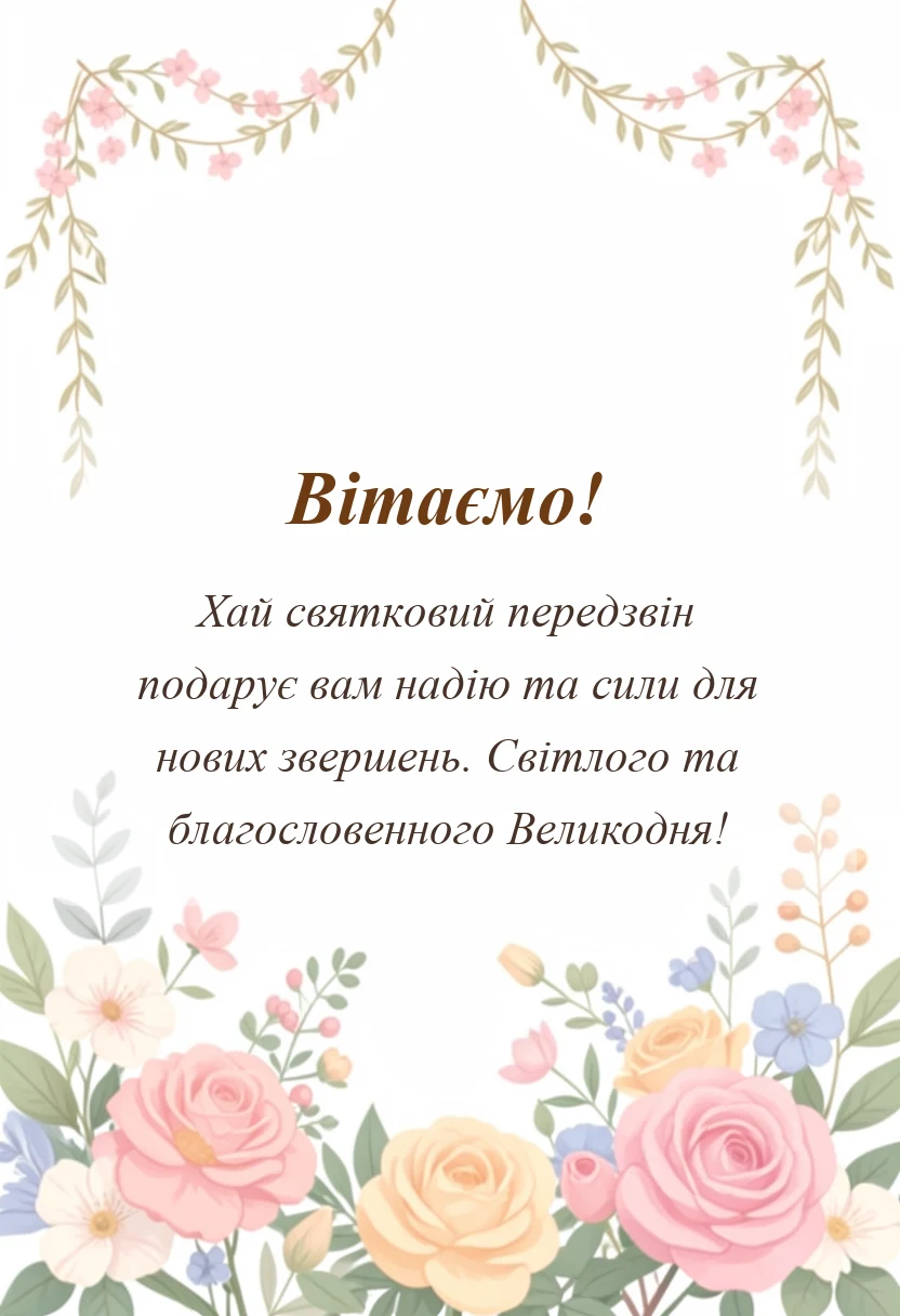 святкова картинка: привітання з пасхою