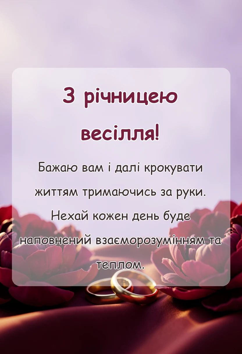 вітальна листівка - привітання з річницею весілля в прозі