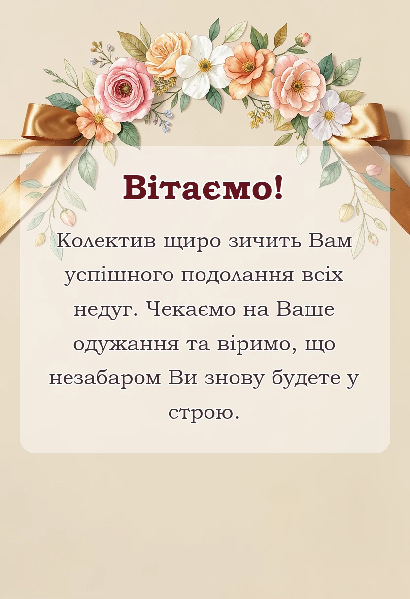 вітальна листівка - побажання швидкого одужання іншими словами