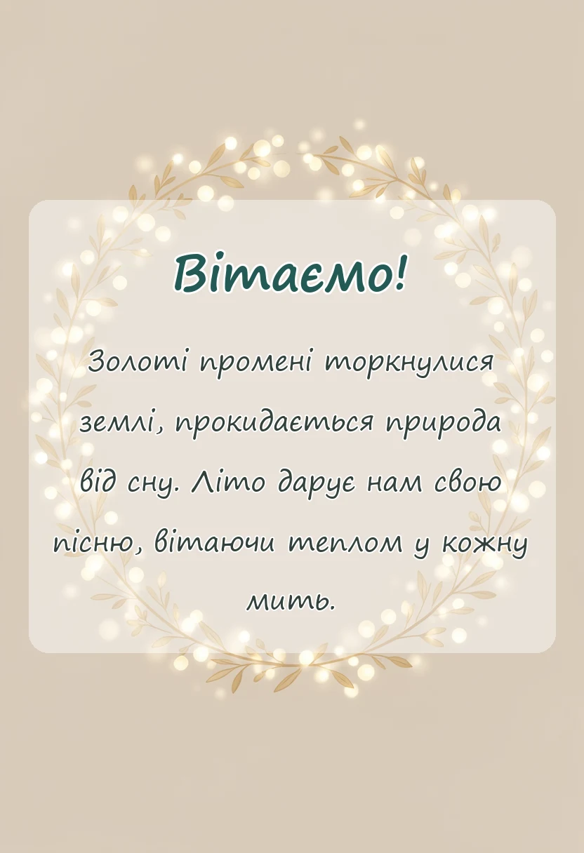 вітальна листівка - привітання з першим днем літа картинки українською