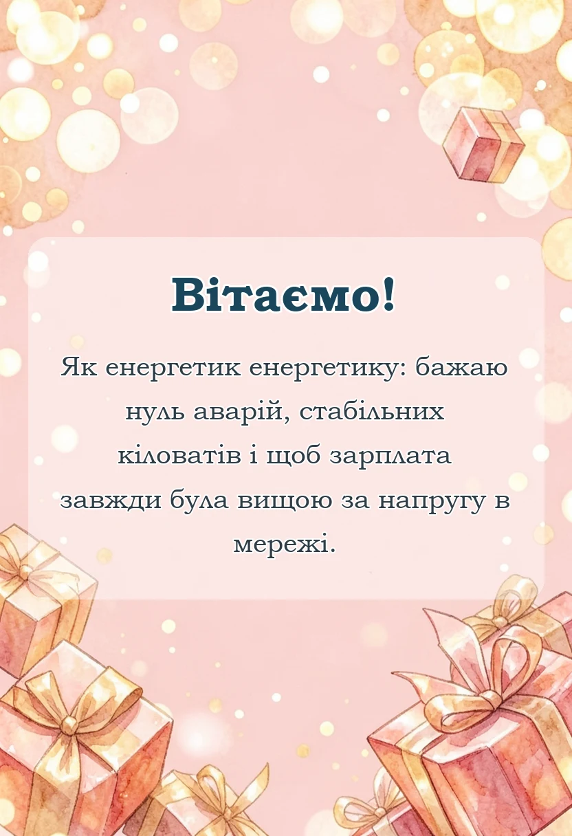 красива листівка: прикольне привітання з днем енергетика