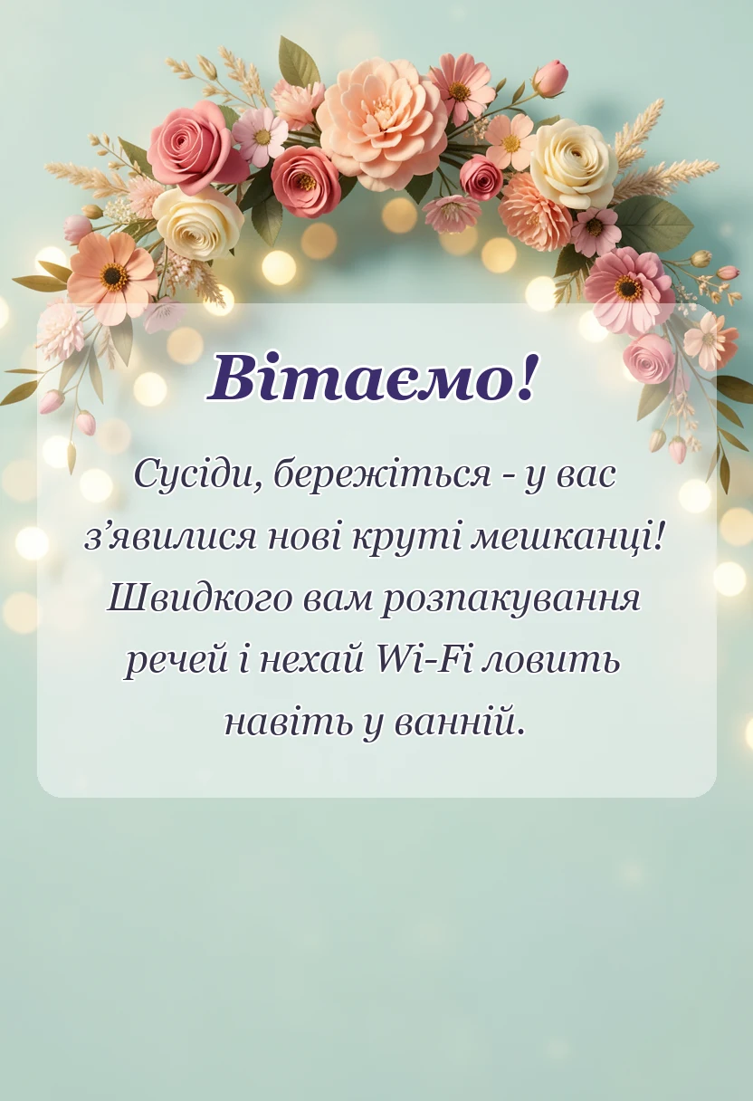 красива листівка: прикольні привітання на новосілля