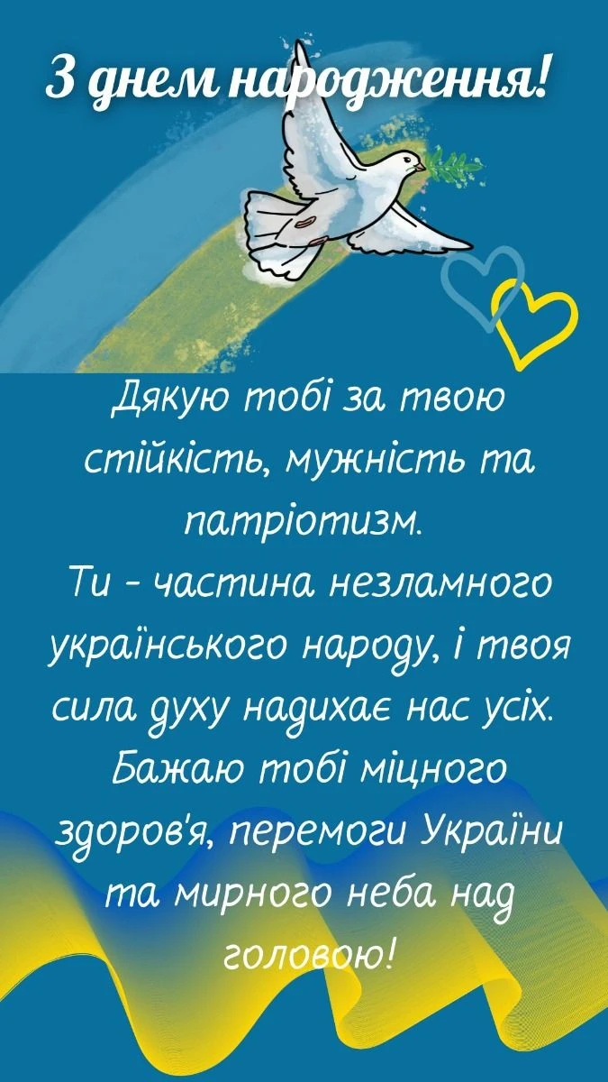 Привітання з днем народження воїну українського народу.