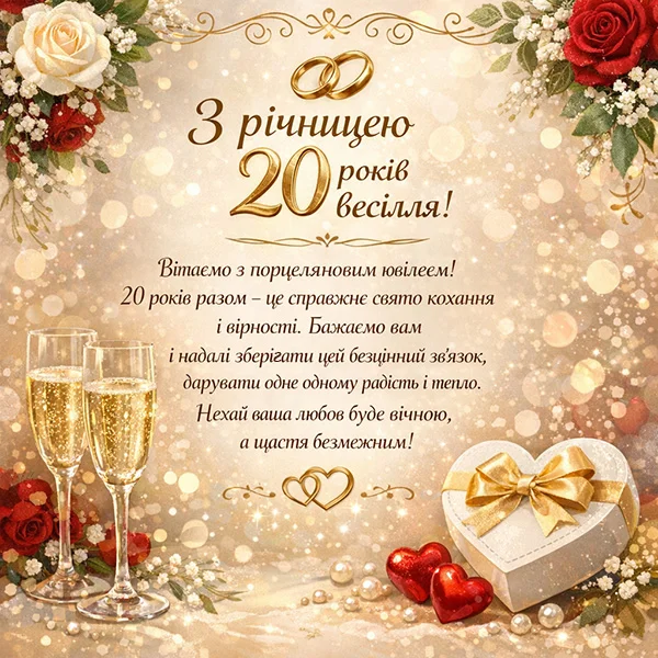 Привітання з річницею весілля 20 років