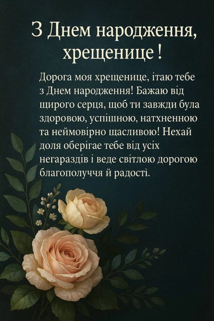 Квіти та привітання з днем народження хрещеній.