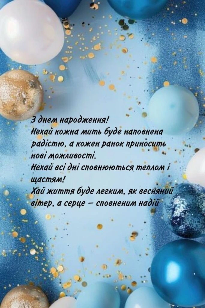 Привітання з днем народження на українській мові.