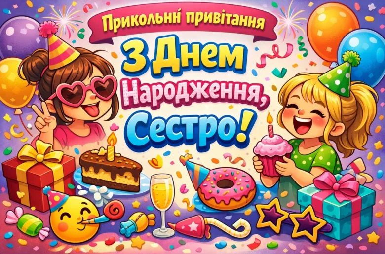 Яскраве привітання з днем народження для сестри